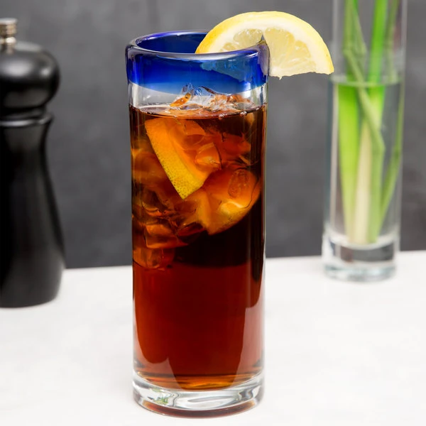 Libbey 92304 Aruba 16 Oz. Customizable Zombie Glass With Cobalt Blue Rim - 12/Case