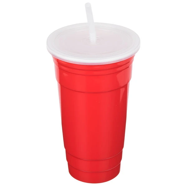 GET Enterprises GET SC-32-SET-R To-Go 32 Oz. Red Customizable Plastic Reusable Tumbler, Lid, And Straw Set - 24/Case 2 GET Enterprises GET SC-32-SET-R To-Go 32 Oz. Red Customizable Plastic Reusable Tumbler, Lid, And Straw Set - 24/Case - Image 2